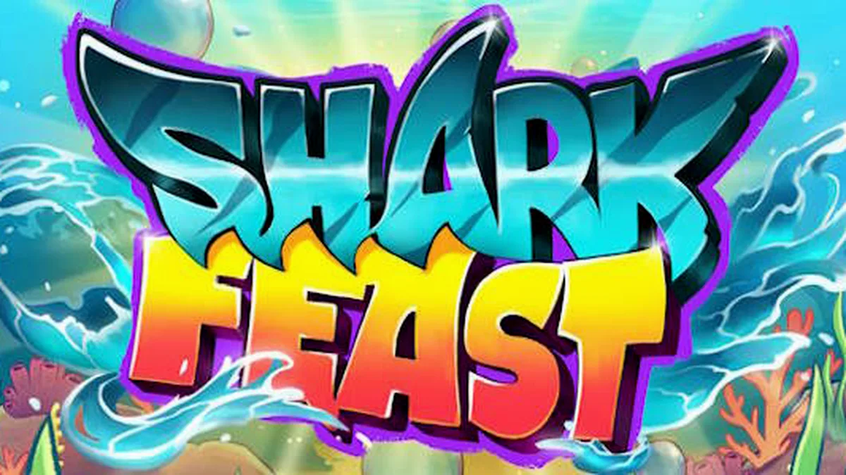 Tampilan visual slot Shark Feast dengan tema festival bawah laut yang cerah.
